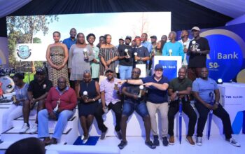 Top performers at the I&M Bank Katogo Golf Series pose for a photo moment with sponsor representatives