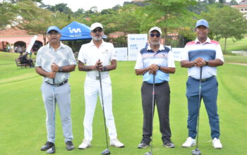 Serena Golf Resort members pose for a photo moment before teeing off during the first quarterly event